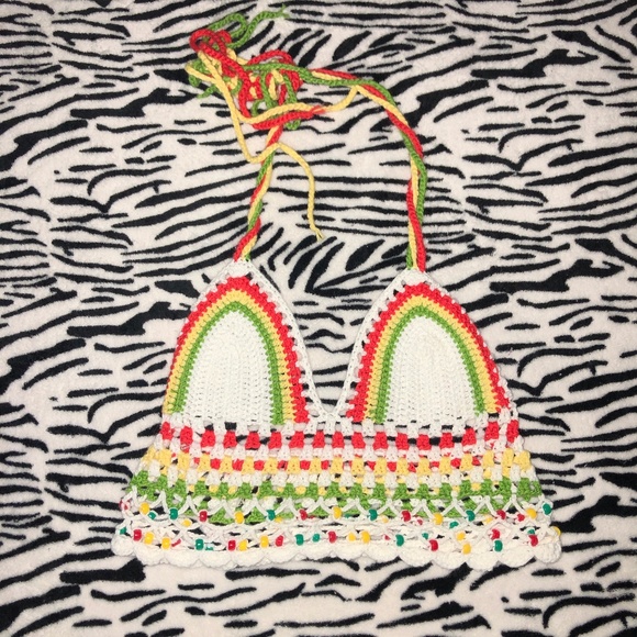 SHEIN Tops - crochet beaded bikini top